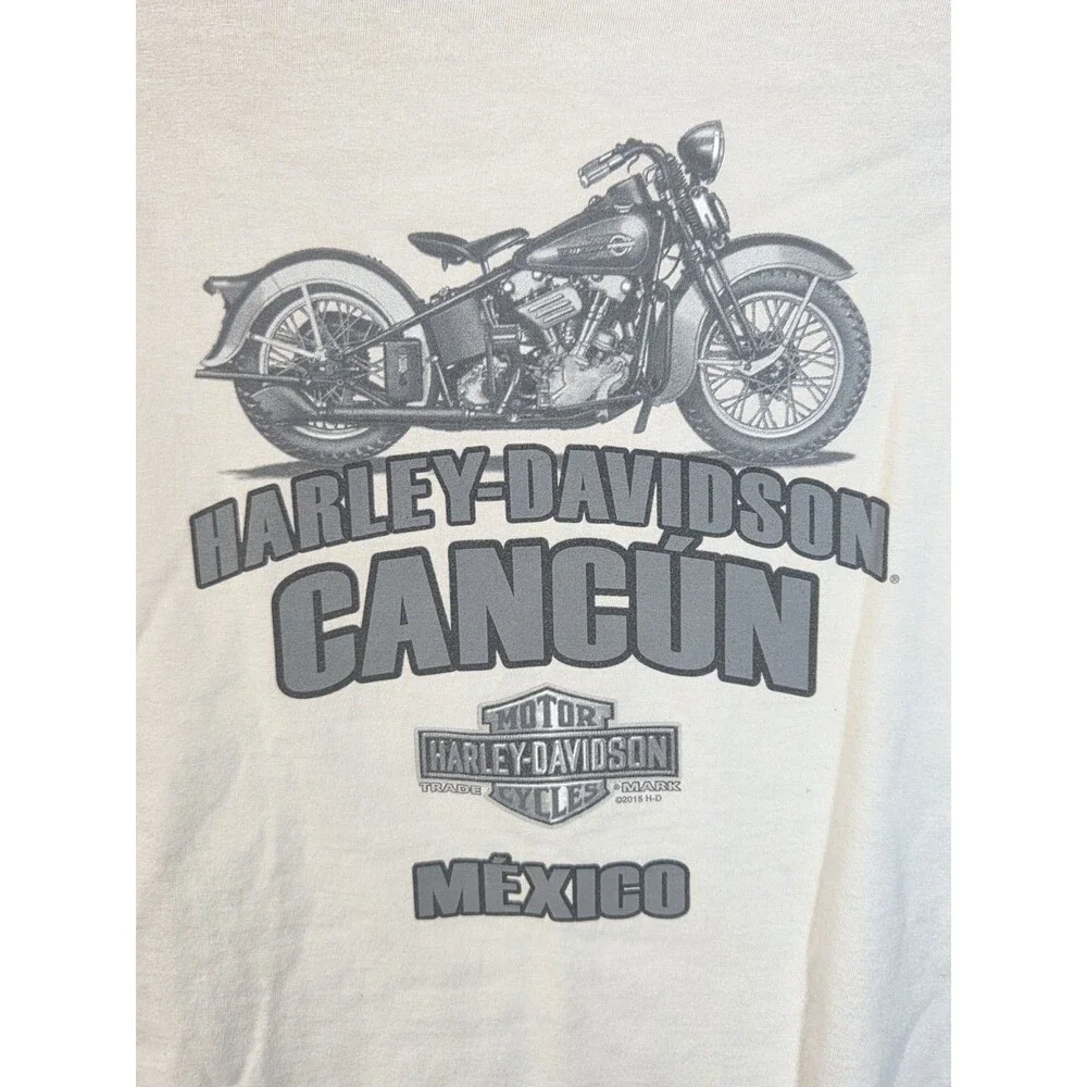 Vtg Harley Davidson T-shirt Mens XL Light Gray Eagle Logo Harley Cancun Mexico